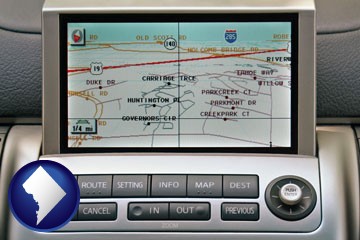 a gps navigation system - with Washington, DC icon