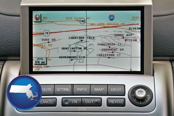 a gps navigation system - with Massachusetts icon